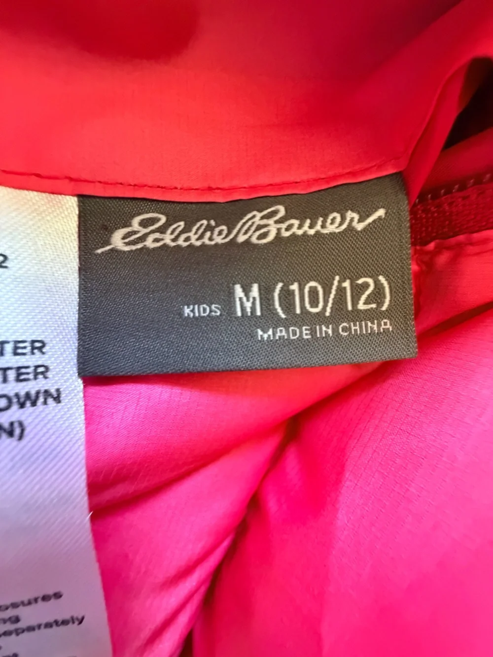 Eddie Bauer Girls Bright Pink Hooded Puffer Jacket Reversible